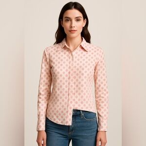 Vintage Y2K GAP Pink Polka Dot Button Down Blouse Women’s M Classic Fit Western